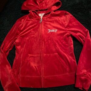 Juicy Couture Red Velour Zip-Up Hoodie
